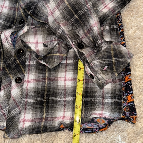 California Moonrise Button-Up Shirt Boho Printed Back Plaid Layering, Size M - Picture 7 of 11